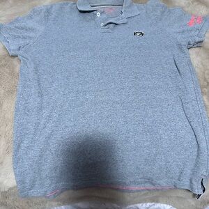 American Eagle Outfitters Light Gray & Burgundy Lot of 2 Polo Shirts M